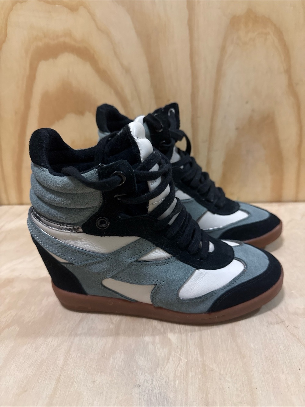 Bronx Blue Black White Sneaker Booties Sz. 7 ( EU 37 )